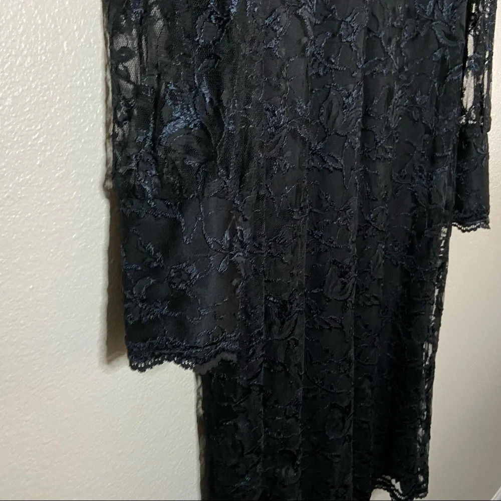 Vintage Mockneck Black Floral Lace Dress Sheer Size M/L BLAIR BOUTIQUE - Picture 7 of 13